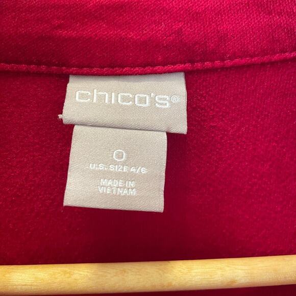Chico’s Size 0 Medium Red Velvet Utility Jacket | Button Front, Soft Luxe EUC - Picture 4 of 7
